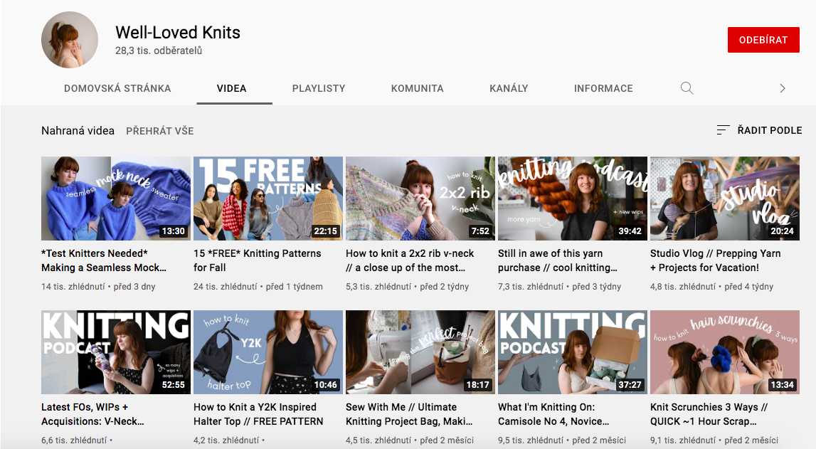 YouTube kanál s návody na pletení YouTube kanál s návody na pletení