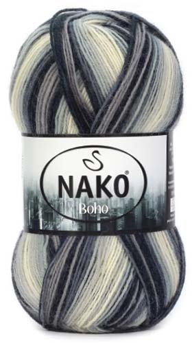 Pletací příze Nako Boho 82449 - černá - Pletací příze Boho 82449 - černá