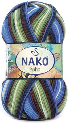 Knitting yarn Nako Boho 82451 - green - Knitting yarn Boho 82451 - green