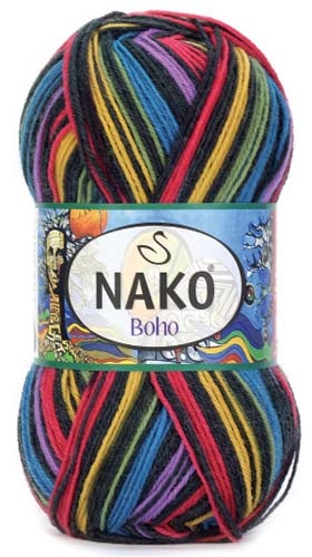 Knitting yarn Nako Boho 82455 - black - Knitting yarn Boho 82455 - black