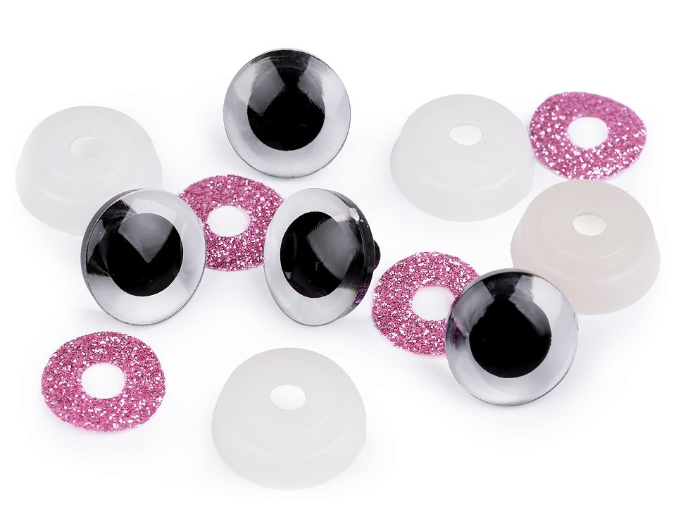 Yeux scintillants de sécurité Ø20 mm rose - 2 pcs - Yeux scintillants de sécurité Ø20 mm - rose