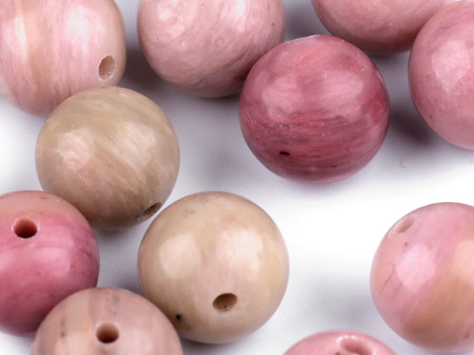 Mineral beads 5pcs 8mm rhodochrosite