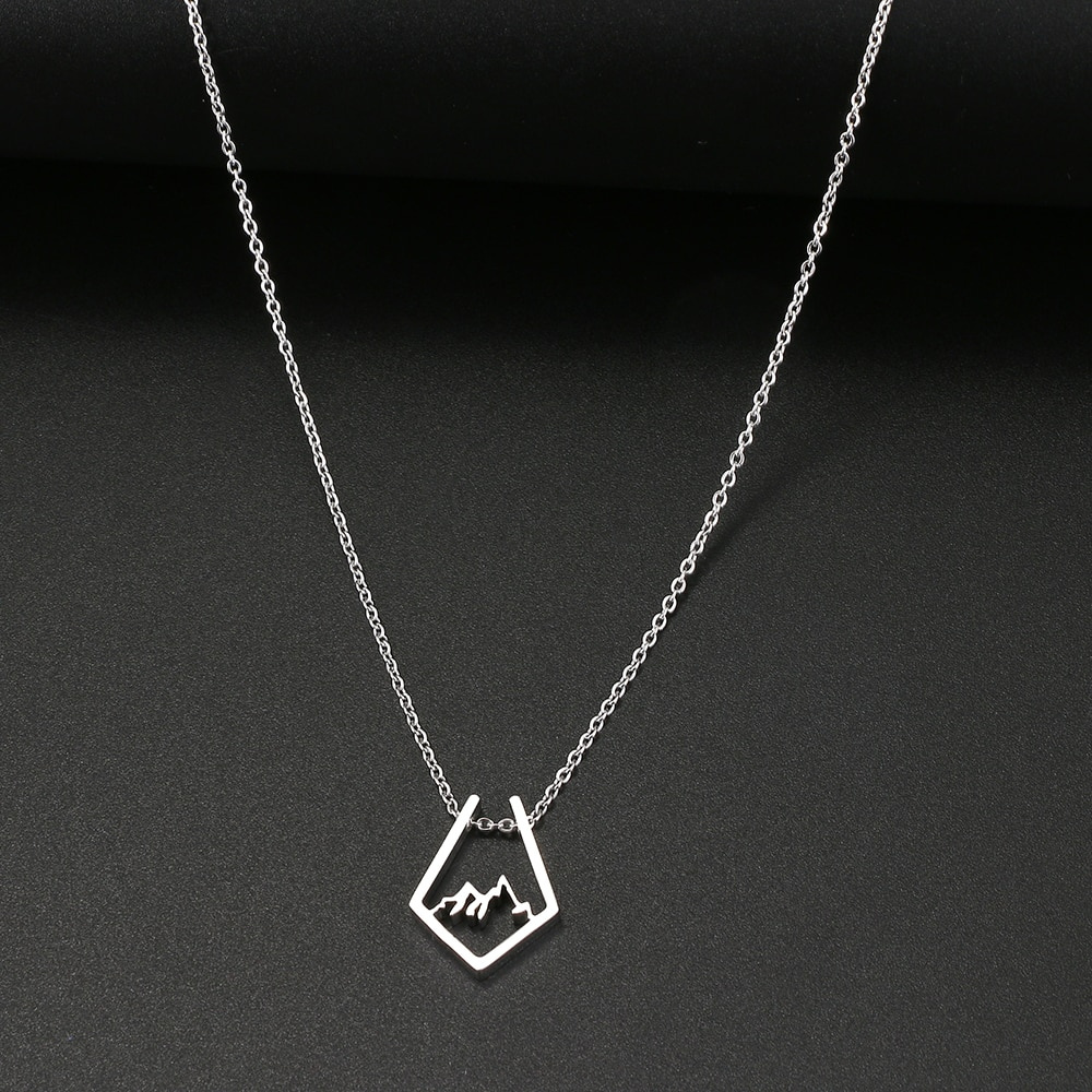 Edelstahlkette Berge 2 - silber - Halskette Berge