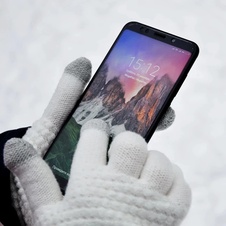 Zimní rukavice pletené - černé - černé rukavice na mobil
