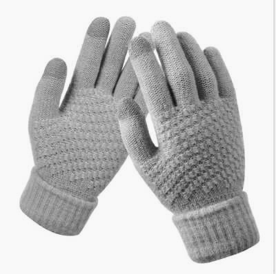 Zimní rukavice pletené - šedé - zimní rukavice na mobil