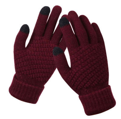 Gants d'hiver pour mobile - bordeaux - gants noirs pour téléphone