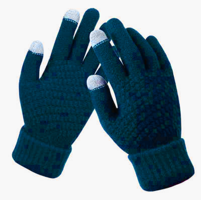 Zimní rukavice pletené - tyrkysové - zimní rukavice na mobil