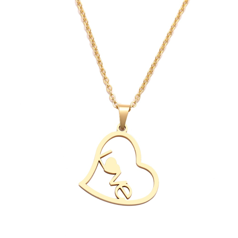 Necklace heart love - gold - Necklace mountains
