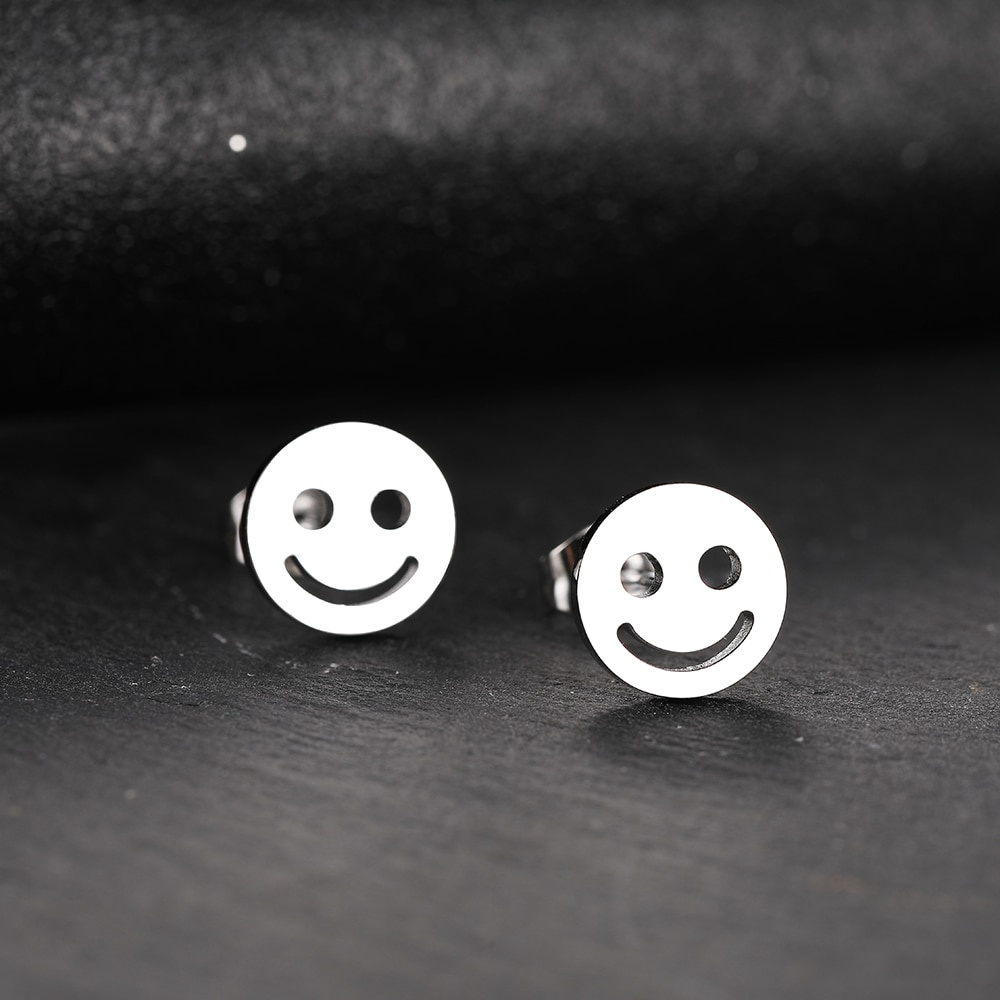 Earrings smiley 1 - silver - earring smiley