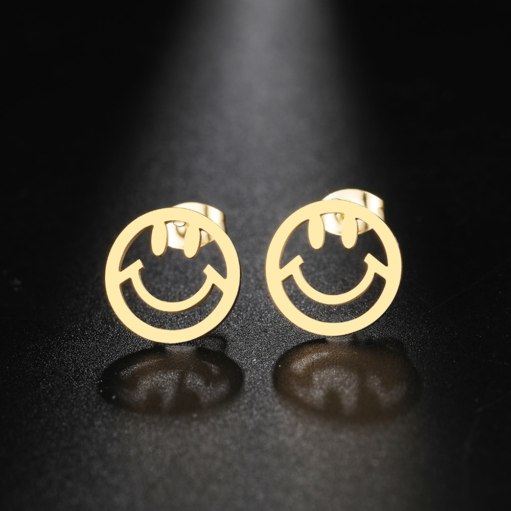 Earrings smiley 2 - gold - earring smiley