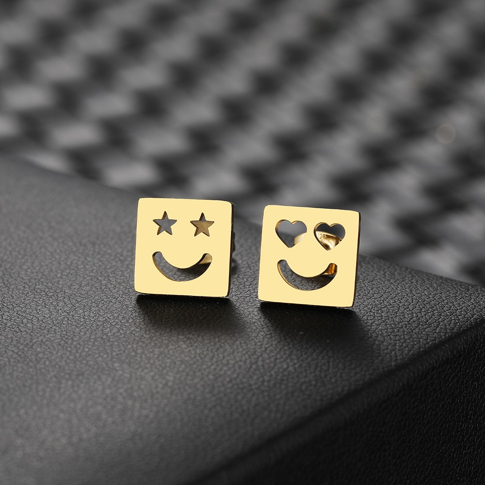 Earrings smiley 3 - gold - earring smiley