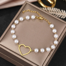 Pearl bracelet heart - gold - Pearl bracelet