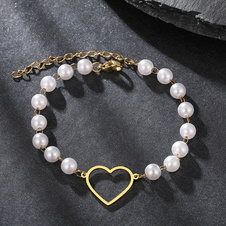 Pearl bracelet heart - gold - Pearl bracelet