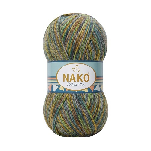 Knitting yarn Nako Bebe Mix 86835 - green mélange