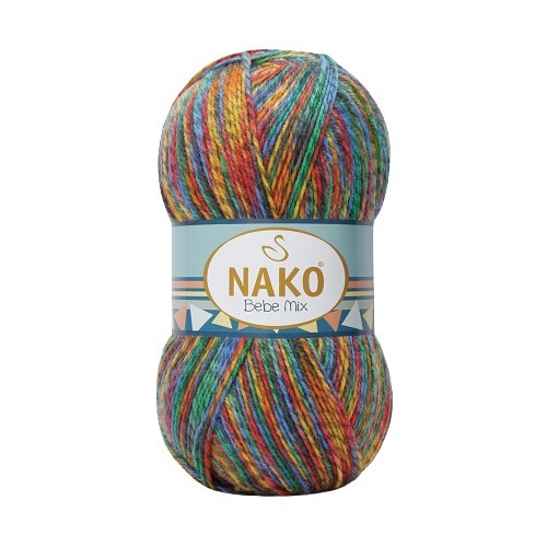 Knitting yarn Nako Bebe Mix 86837 - red mélange