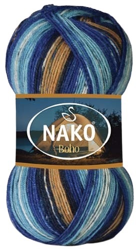 Fil à tricoter Nako Boho 32449 - bleu