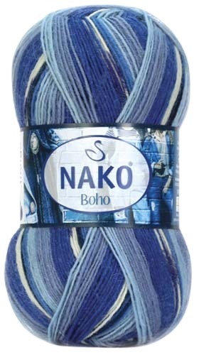 Fil à tricoter Nako Boho 82450 - bleu
