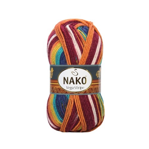 Knitting yarn Vega Stripe 82409 - orange
