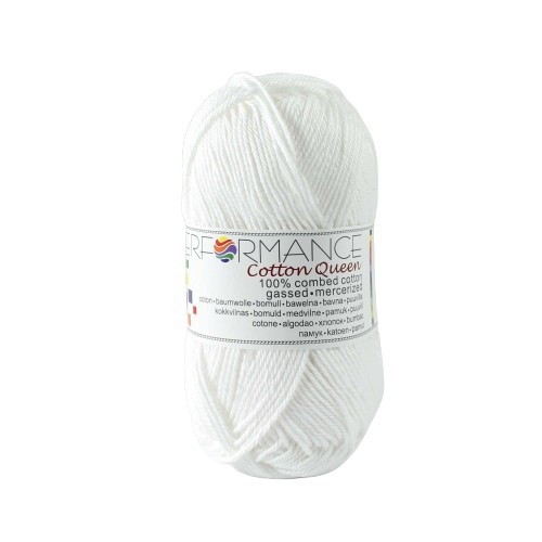 Bavlněná příze Cotton Queen 0101 - bílá 50g 125m
