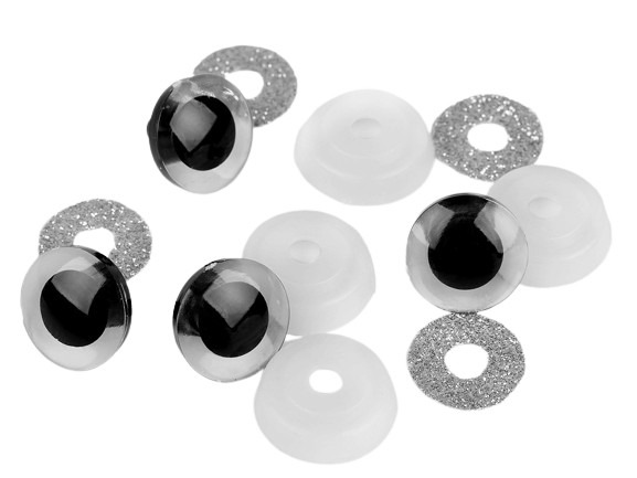 Bezpečnostní oči glitrové Ø20 mm stříbrná - prodej po 2 ks