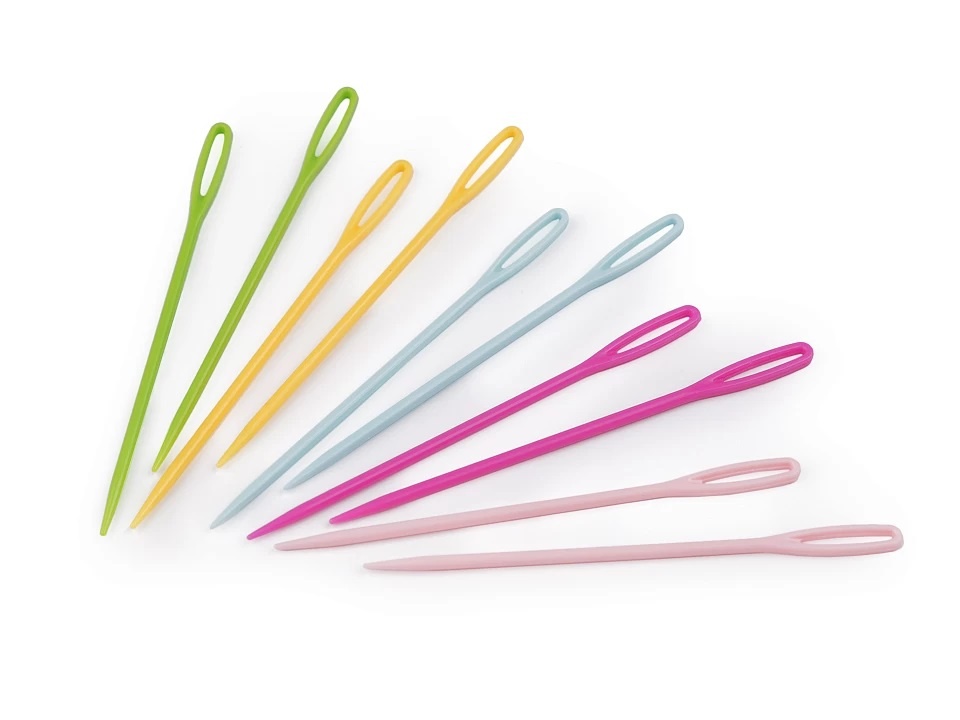 Set of 10 knitting needles 7.5 cm, blunt, mix of colors