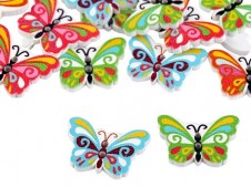 Dřevěný dekorační knoflík motýl (5ks)
