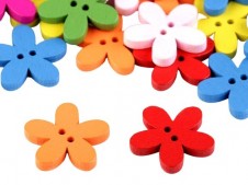 Dřevěný dekorační knoflík květ II (5ks) mix barev
