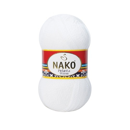 Knitting yarn Nako Pirlanta Wayuu 208 white microfibre