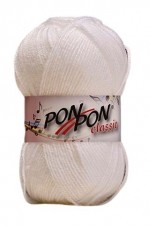 Pletací příze PonPon Classic 200 - bílá
