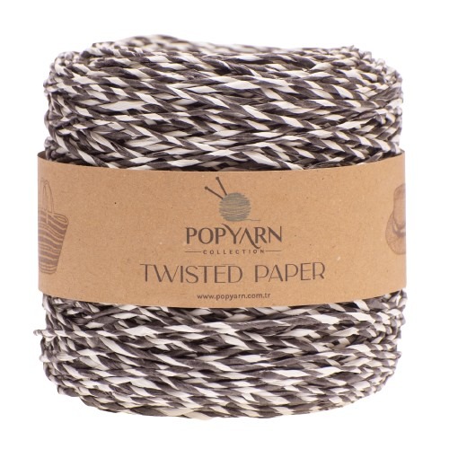 Papírová příze Twisted paper B513 - čenobílá