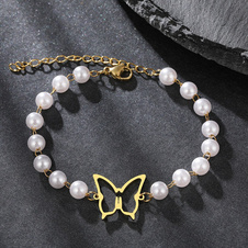 Pearl bracelet butterfly- gold - Pearl bracelet