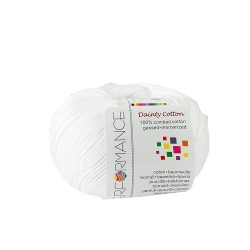 Bavlněná příze Dainty Cotton 202 - bílá, 50 g, 155m - daintycotton202