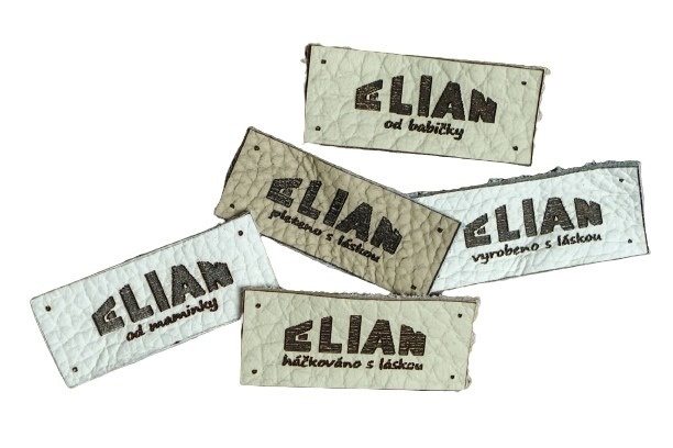 Kožený štítek ELIAN - značka kvality na Váš výrobek - s laskou