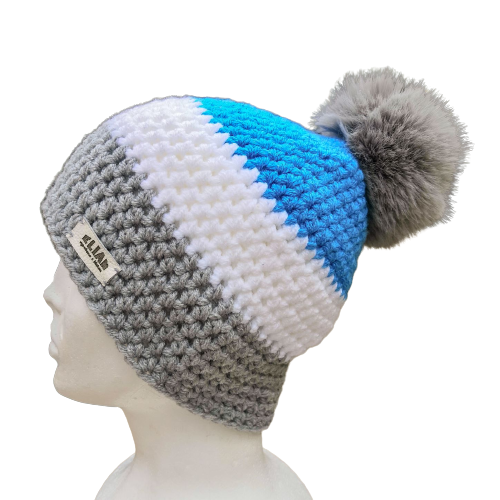 Bonnet à pompon tricoté à la main pour homme, 100 % laine, fil