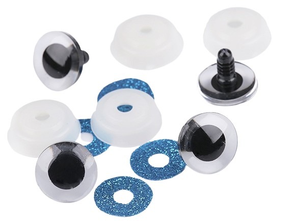 Safety glitter eyes Ø25 mm  blue - 2pcs