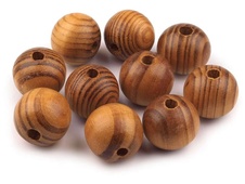 Wooden beads Strip (5pcs) Ø20 mm - pine, medium