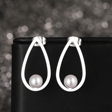 Ohrringe Perle - Silberfarbe - Ohrringe Perle