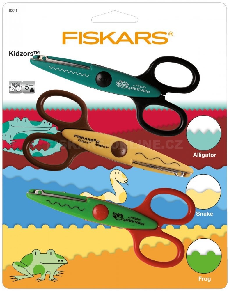 Kids Pattern Scissors A set of children's shaped scissors with patterns of marshes and swamps
