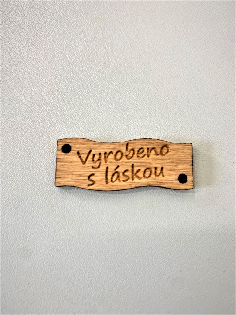 Wooden decoration - made with love 3,5 cm x 1,5 cm
