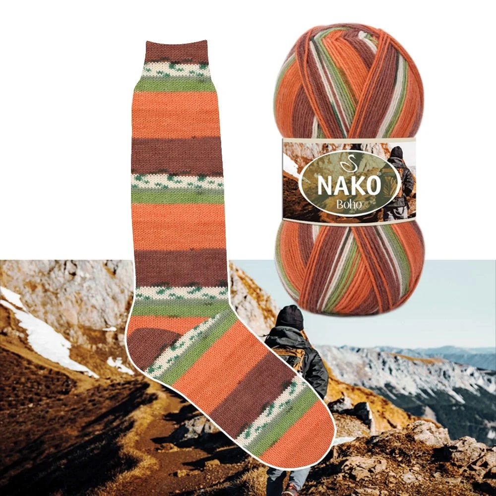 Příze Nako Boho 82689 - oranžovohnědá