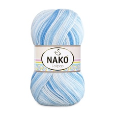 Fil à tricoter Nako Lolipop 80431 - bleu et blanc