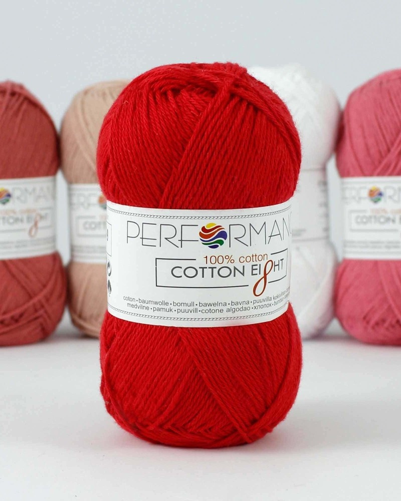 Bavlnená priadza Cotton Eight 1240 - červená 50g 175m