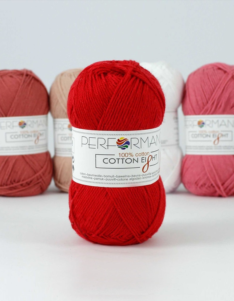 Bavlnená priadza Cotton Eight 1080 - červená 50g 175m