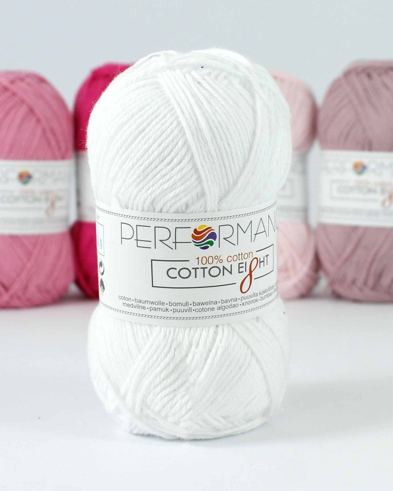 Bavlnená priadza Cotton Eight 1020 - biela 50g 175m